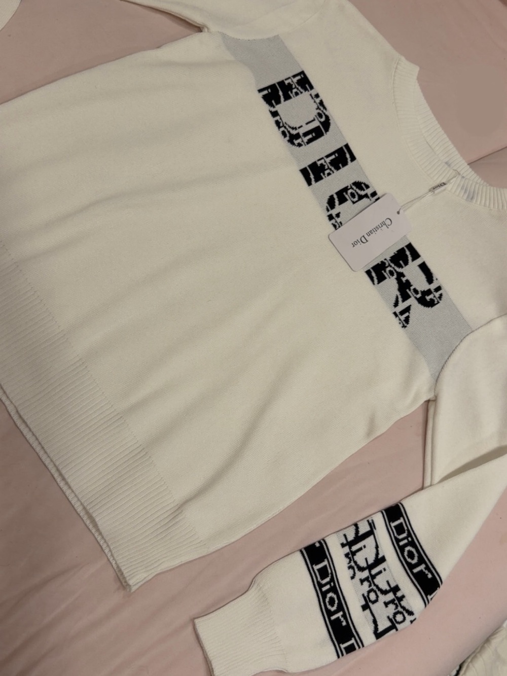 Dior White Logo Knit Sweater